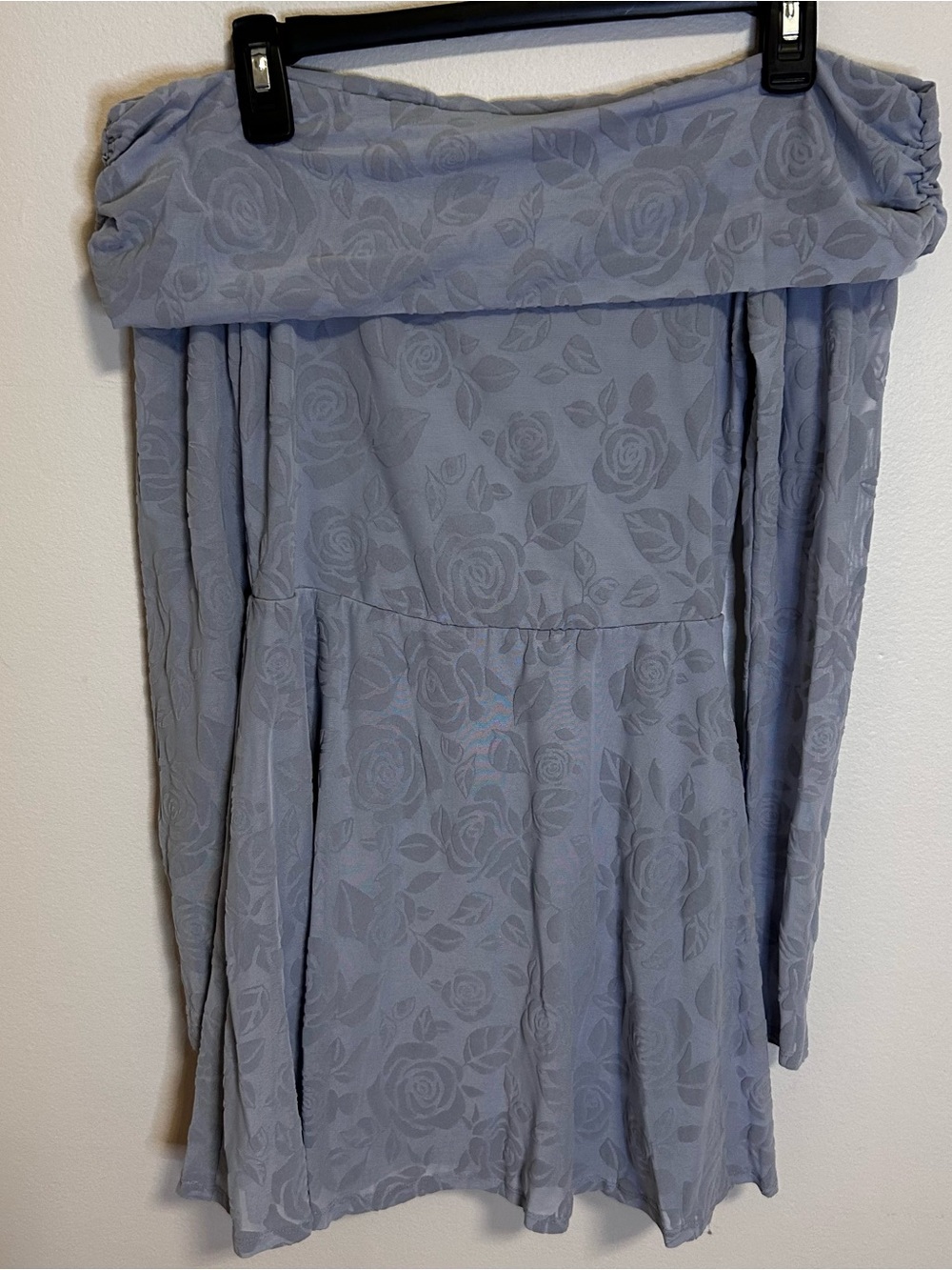 wild fable Light Blue Textured Off-Shoulder Dress